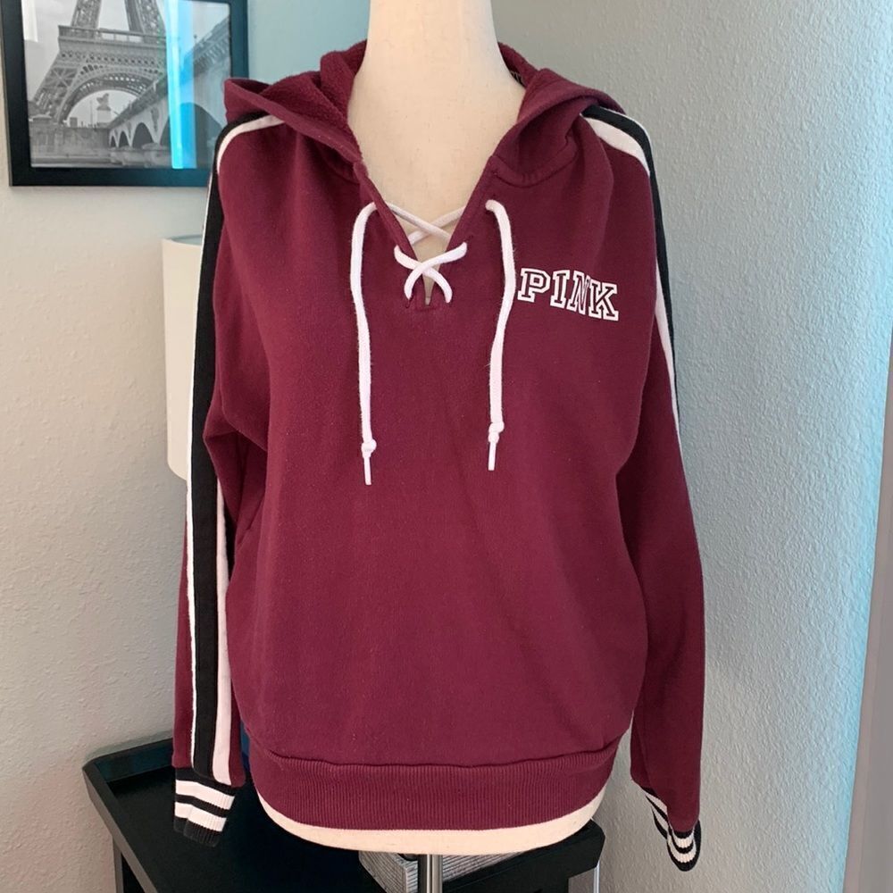 PINK hooded sweatshirt with pockets sz xs oversized hoodie